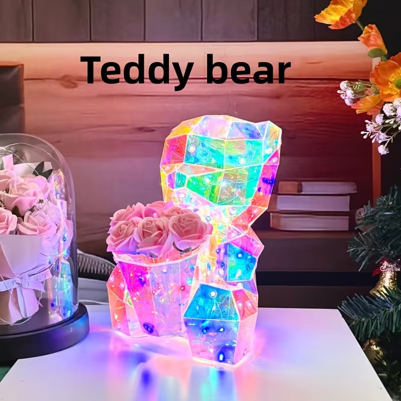 Różany Miś LED - Idealny Prezent na Dzień Matki, Rocznicę i aby powiedzieć Kocham CIę !