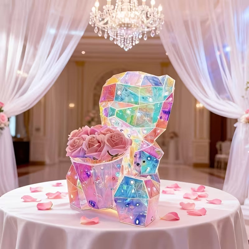 Różany Miś LED - Idealny Prezent na Dzień Matki, Rocznicę i aby powiedzieć Kocham CIę !