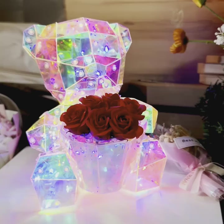 Różany Miś LED - Idealny Prezent na Dzień Matki, Rocznicę i aby powiedzieć Kocham Cię!
